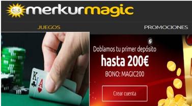 Por primer depósito en Merkurmagic 200 euros adicionales