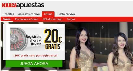 Obtenga 20 euros por registro en Marca Apuestas